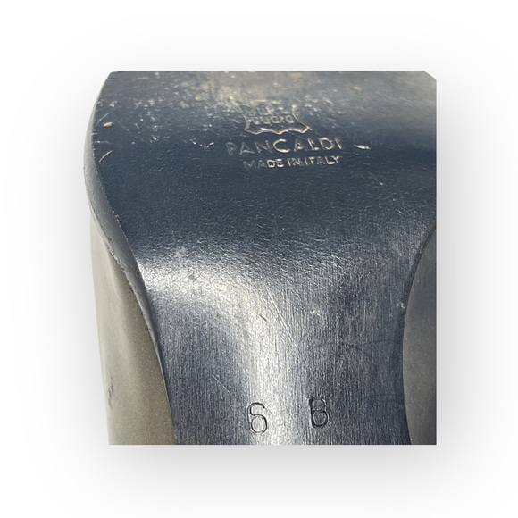 Vintage: Pancaldi ❁ Italian Leather Heeled Loafers ❁ Metallic Gunmetal ❁ 6M ❁ - Picture 14 of 16